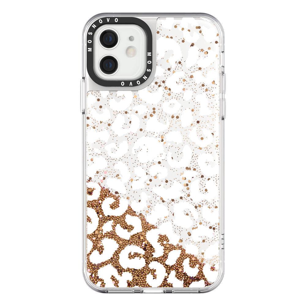 White Leopard Glitter Phone Case - iPhone 12 Mini Case