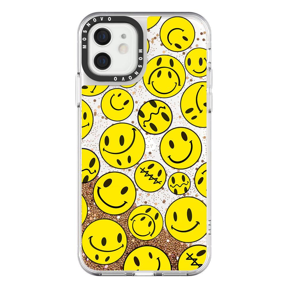 Smiley Face Glitter Phone Case - iPhone 12 Case