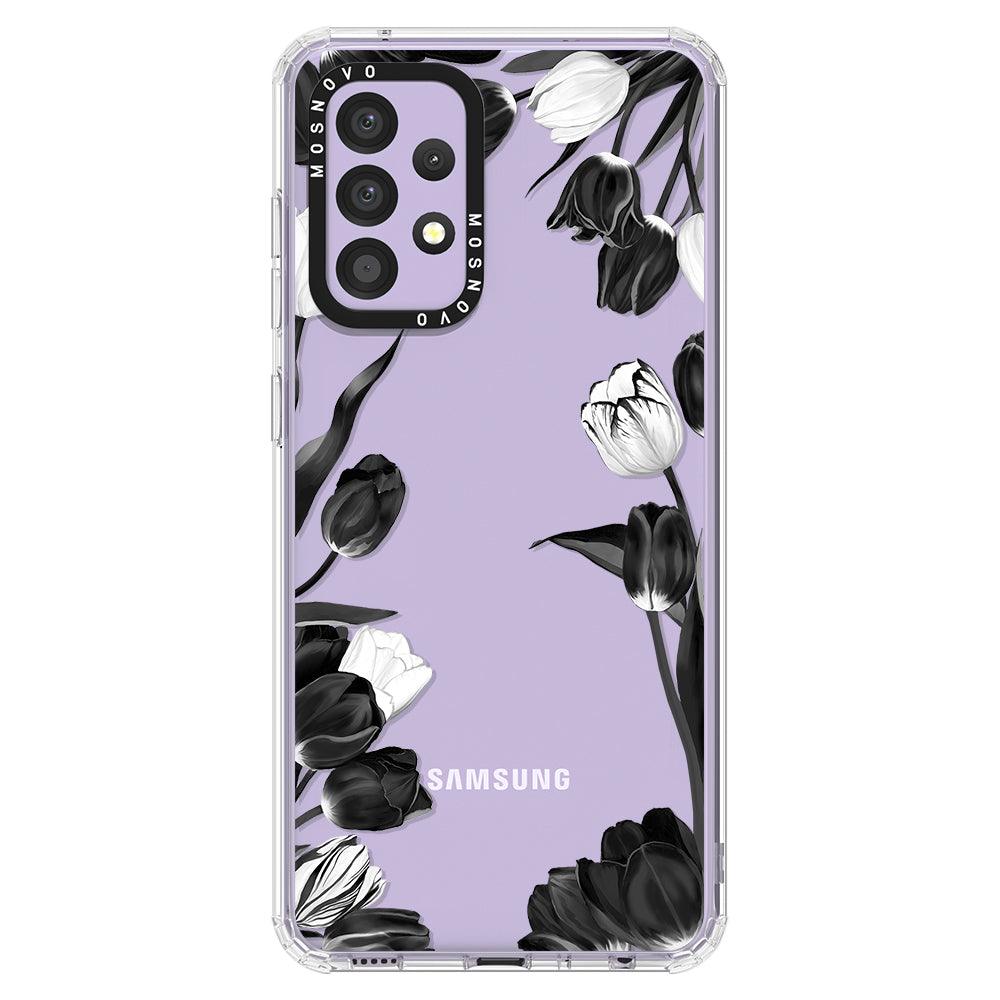 Black White Tulips Phone Case - Samsung Galaxy A52 & A52s Case