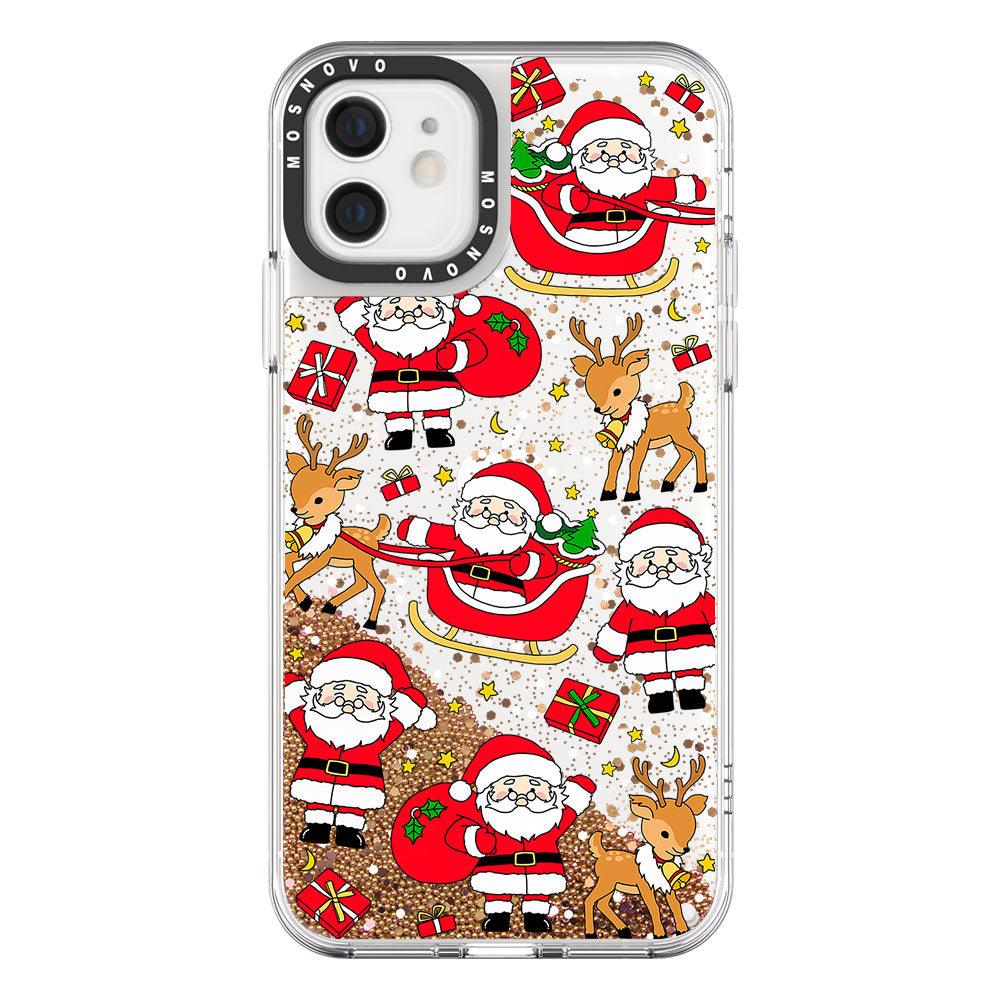 Cute Santa Claus Deer Glitter Phone Case - iPhone 12 Mini Case