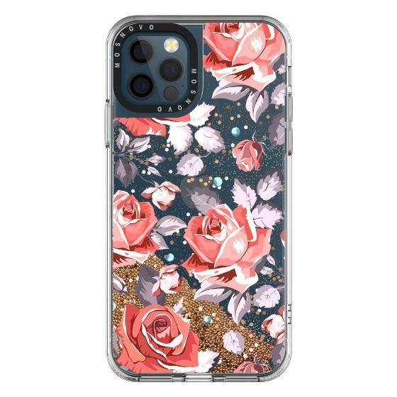 Retro Flower Roses Glitter Phone Case - iPhone 12 Pro Max Case