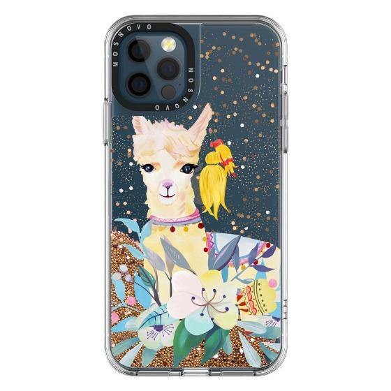 Llama Floral Glitter Phone Case - iPhone 12 Pro Max Case