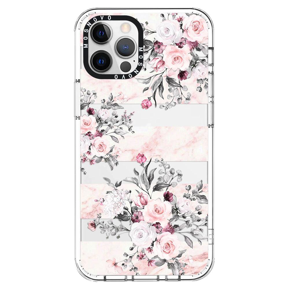 Pink Flower Marble Phone Case - iPhone 12 Pro Max Case