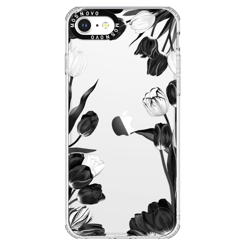 Black White Tulips Phone Case - iPhone SE 2020 Case