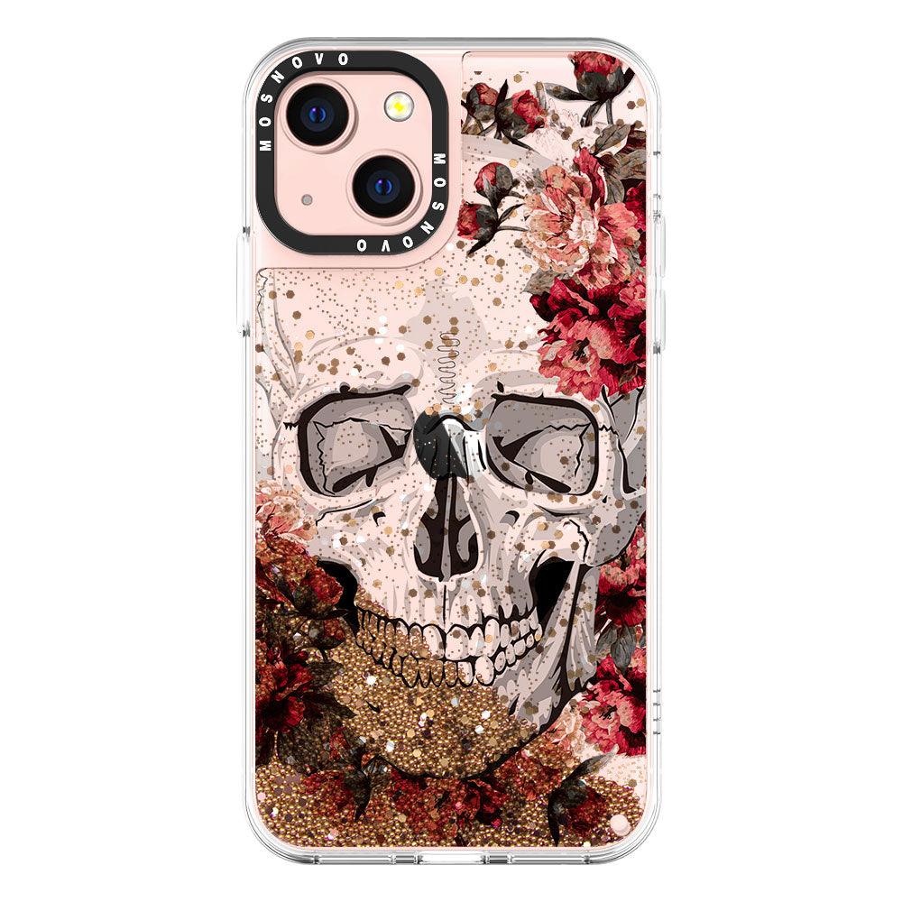 Cool Floral Skull Glitter Phone Case - iPhone 13 Case