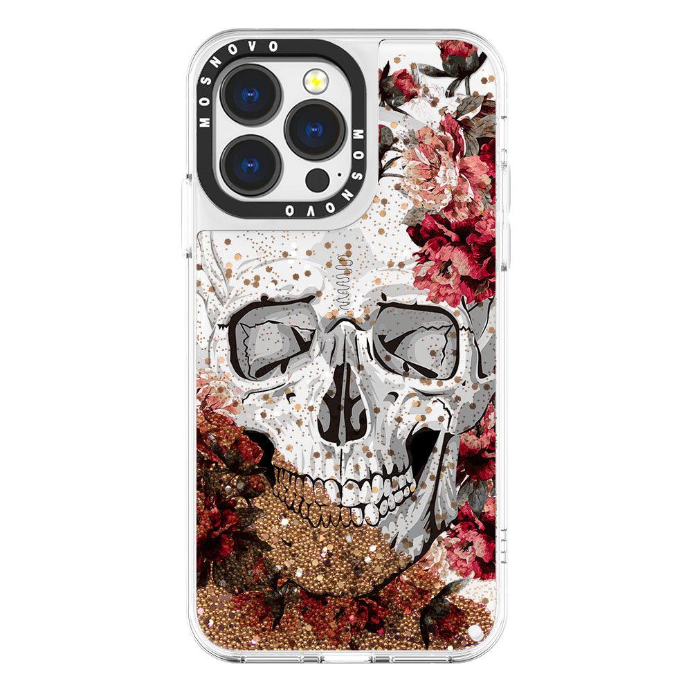 Cool Floral Skull Glitter Phone Case - iPhone 13 Pro Case