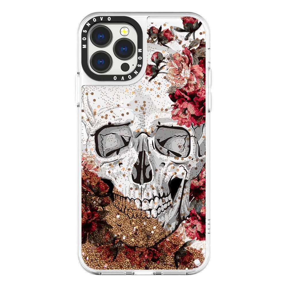 Cool Floral Skull Glitter Phone Case - iPhone 13 Pro Max Case