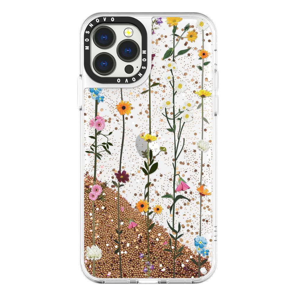 Wild Flowers Floral Glitter Phone Case - iPhone 13 Pro Max Case