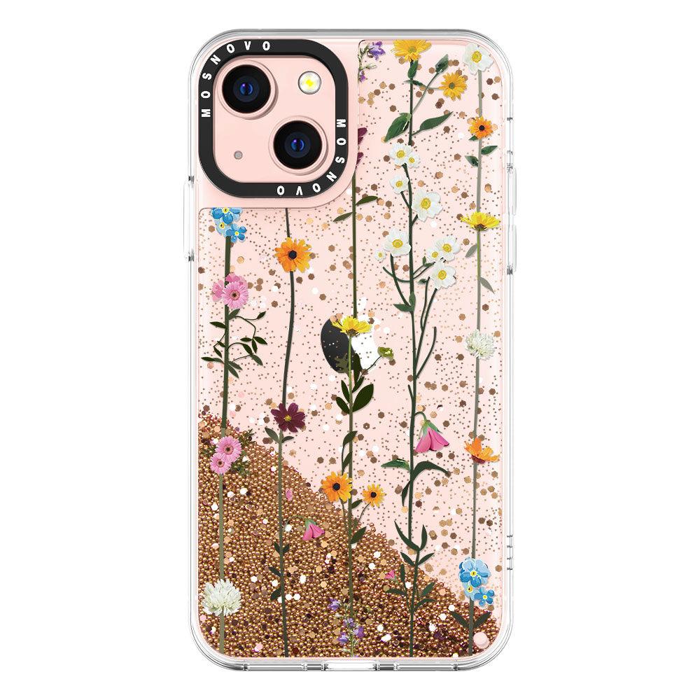 Wild Flowers Floral Glitter Phone Case - iPhone 13 Case