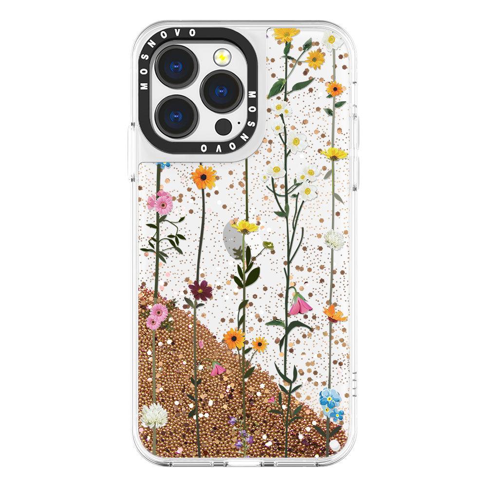 Wild Flowers Floral Glitter Phone Case - iPhone 13 Pro Case