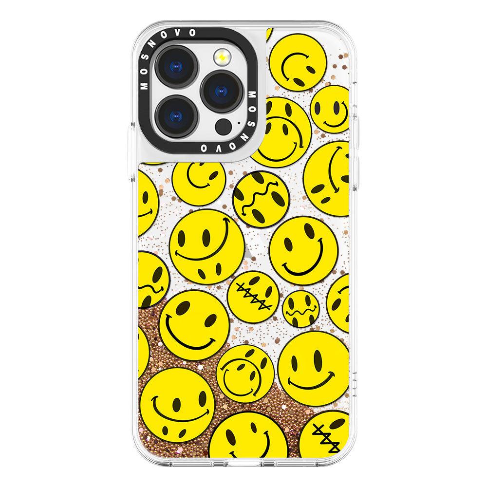 Smiley Face Glitter Phone Case - iPhone 13 Pro Case