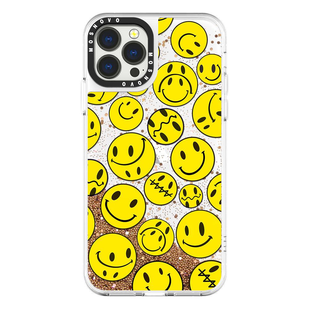 Smiley Face Glitter Phone Case - iPhone 13 Pro Max Case