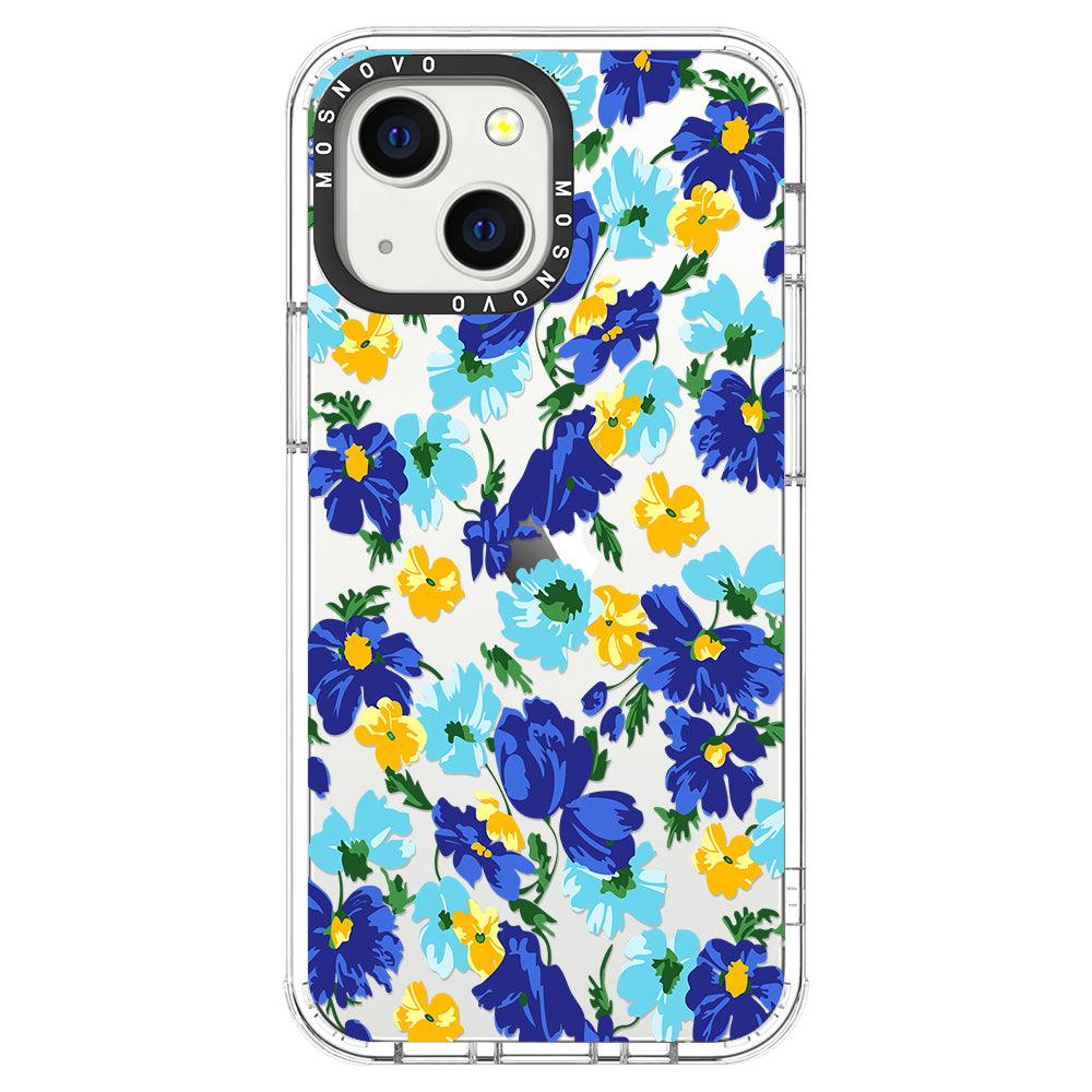 Vintage Blue Floral Phone Case - iPhone 13 Mini Case