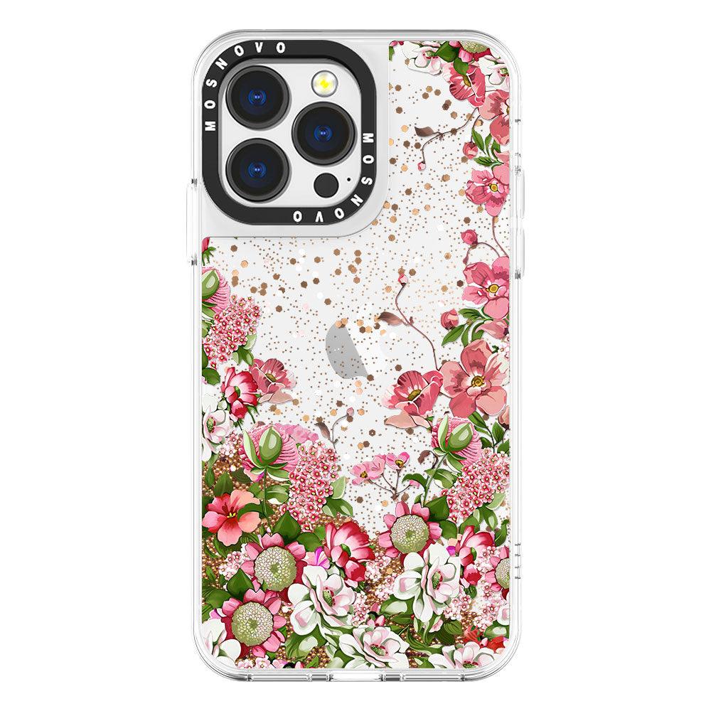 Floral Garden Glitter Phone Case - iPhone 13 Pro Case