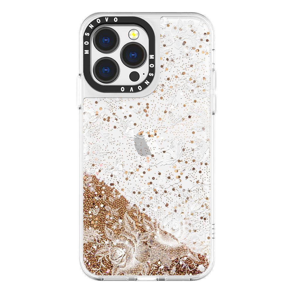 White Rose Garden Glitter Phone Case - iPhone 13 Pro Case