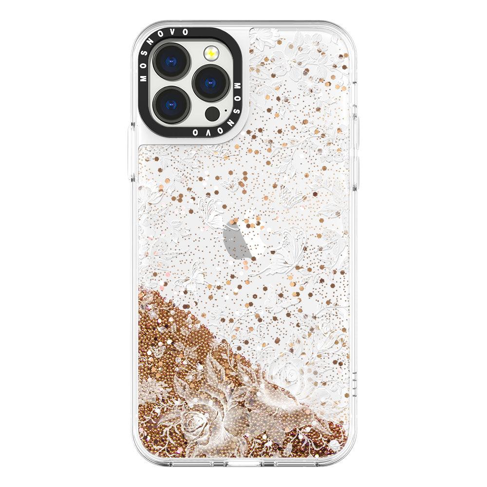 White Rose Garden Glitter Phone Case - iPhone 13 Pro Max Case