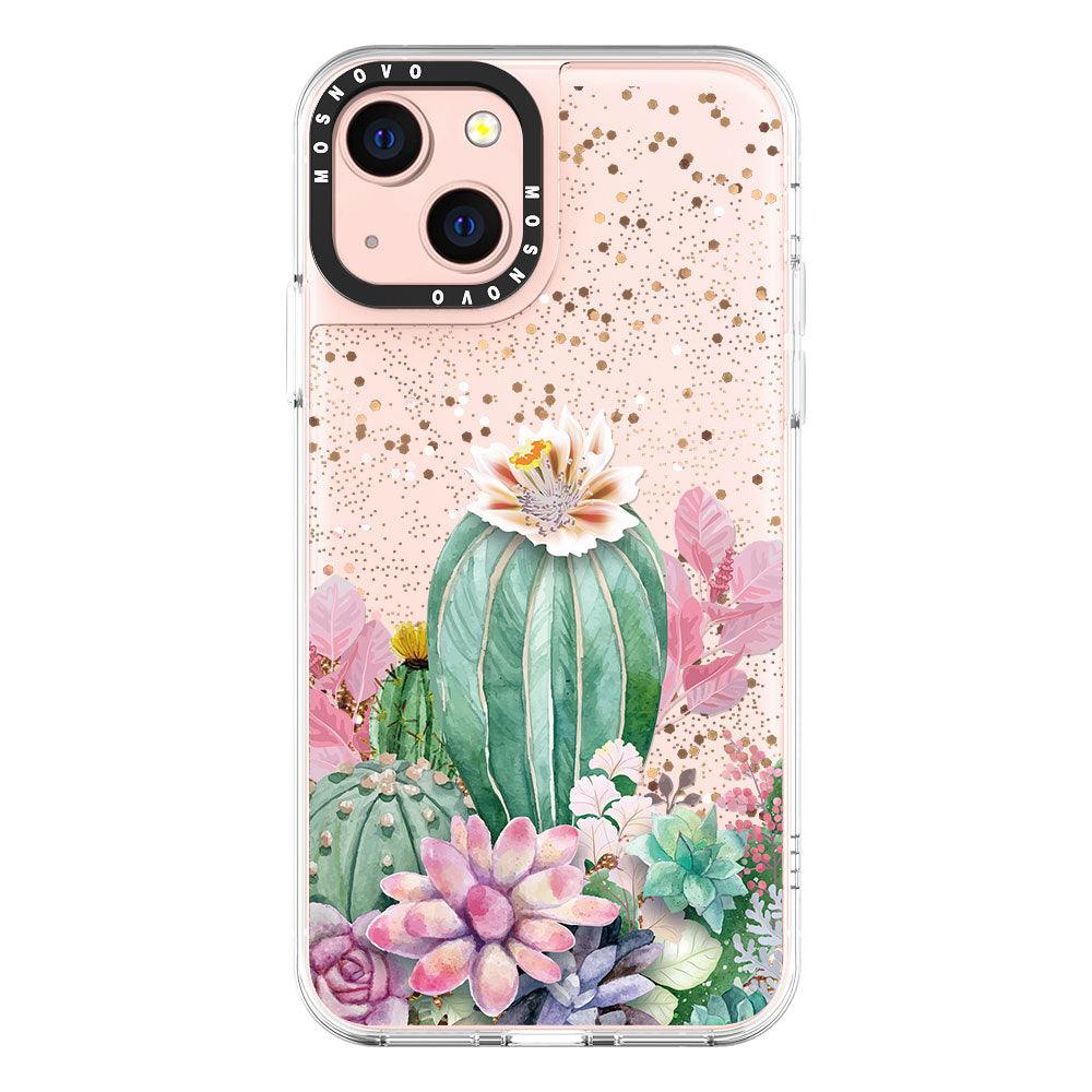 Tropical Cactus Succulents Glitter Phone Case - iPhone 13 Case