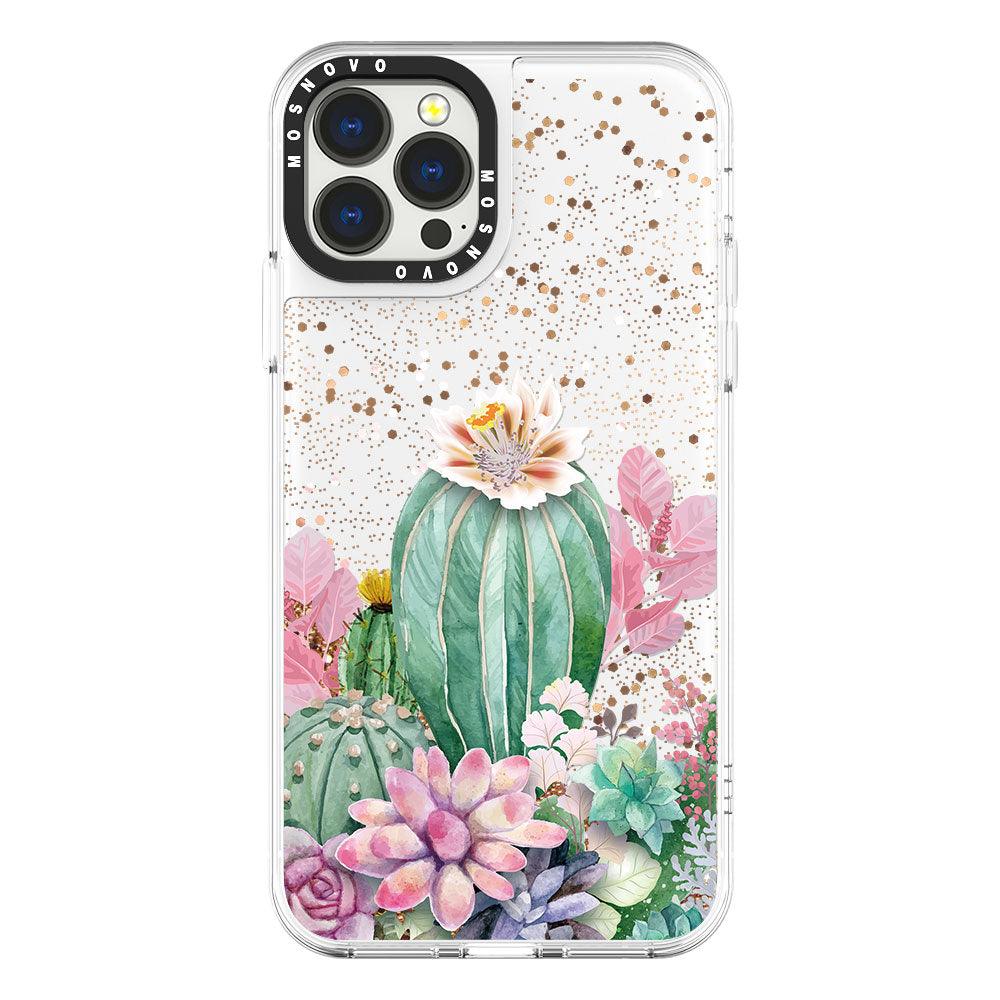 Tropical Cactus Succulents Glitter Phone Case - iPhone 13 Pro Max Case