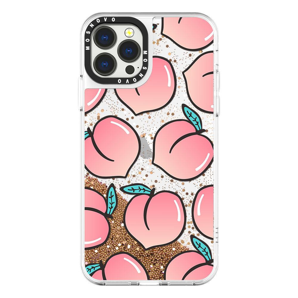 Cute Peach Glitter Phone Case - iPhone 13 Pro Max Case