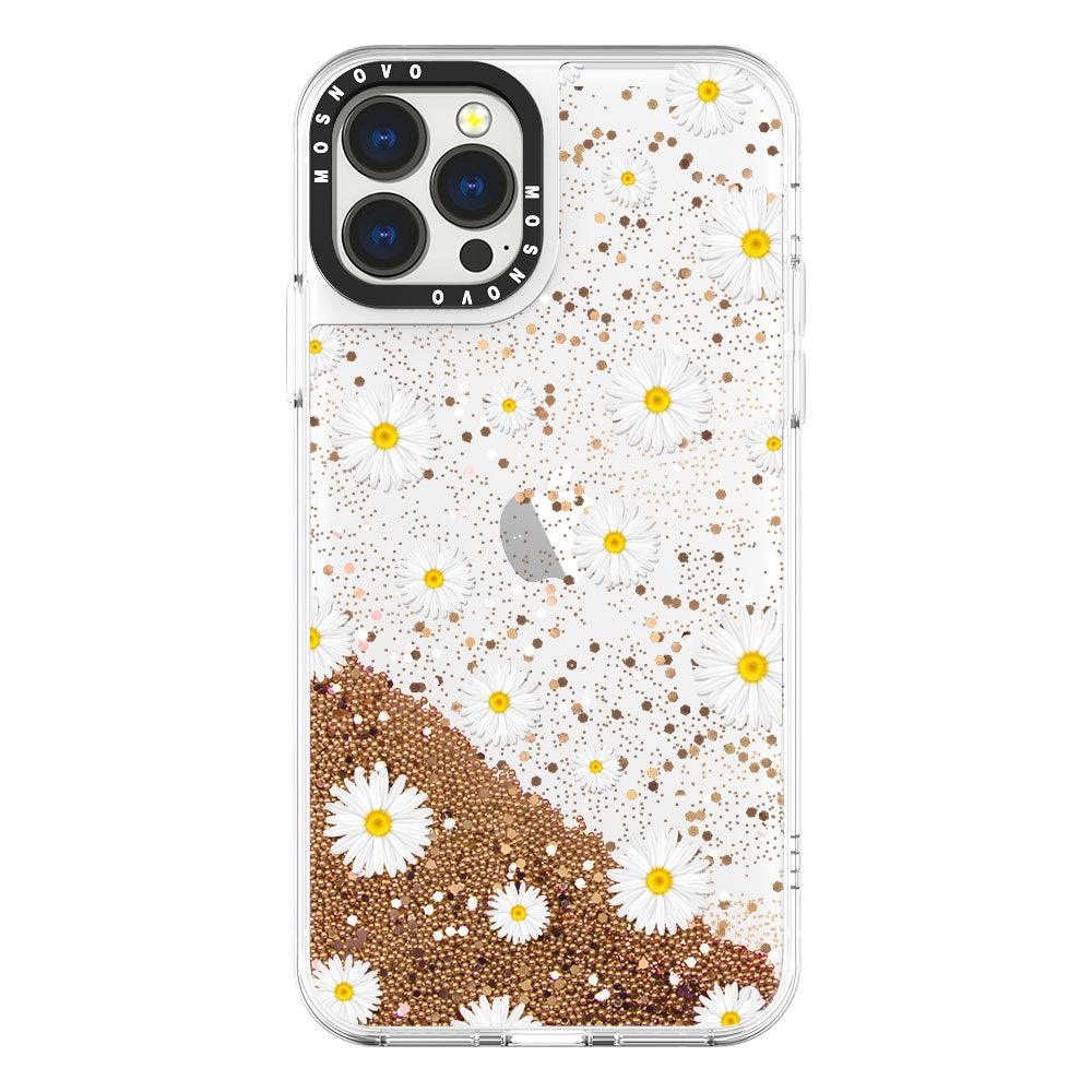 White Daisy Glitter Phone Case - iPhone 13 Pro Max Case