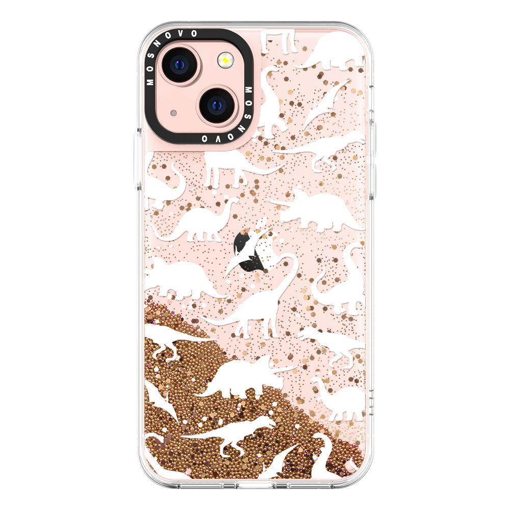 White Dinosaur Glitter Phone Case - iPhone 13 Case