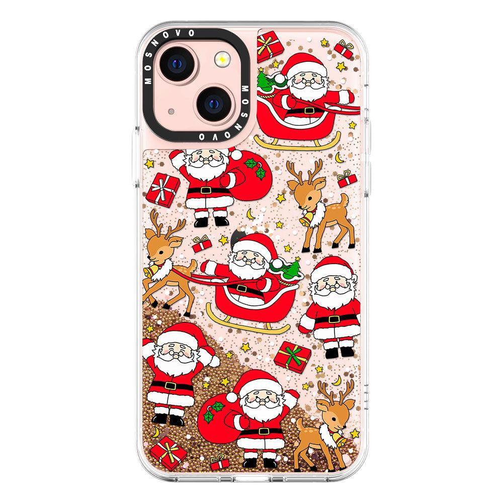 Cute Santa Claus Deer Glitter Phone Case - iPhone 13 Case