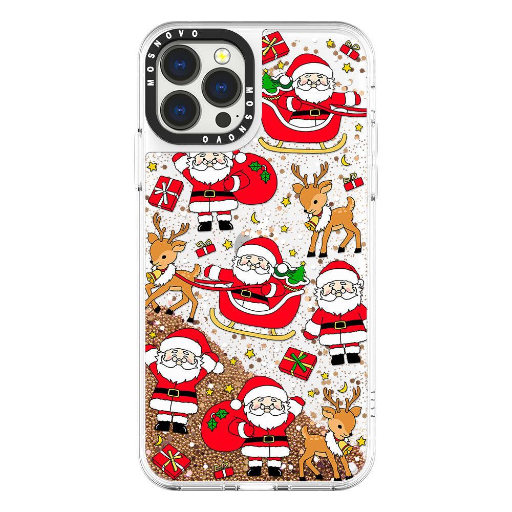 Cute Santa Claus Deer Glitter Phone Case - iPhone 13 Pro Max Case