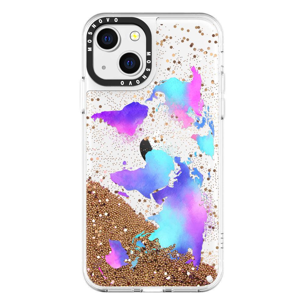 Colorful Map Glitter Phone Case - iPhone 13 Case