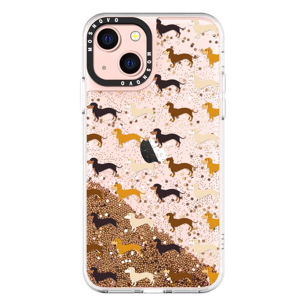 Cute Dachshund Glitter Phone Case - iPhone 13 Case