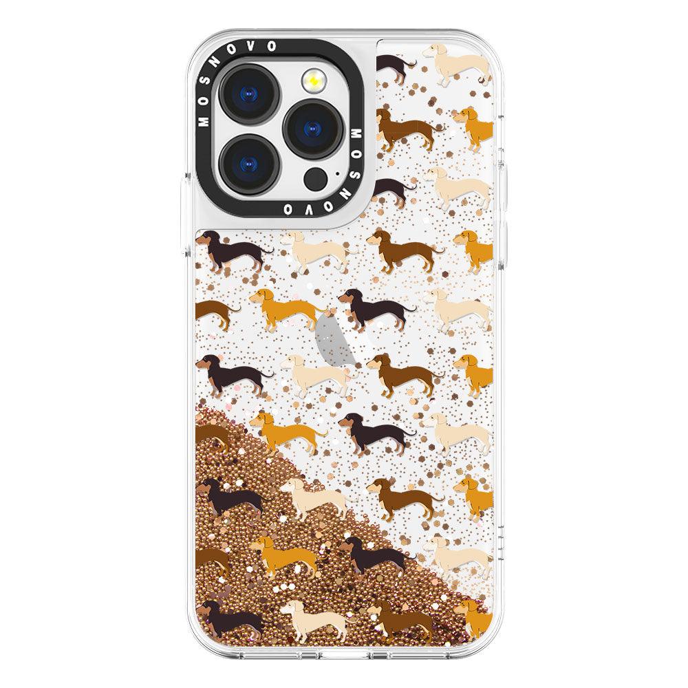 Cute Dachshund Glitter Phone Case - iPhone 13 Pro Case