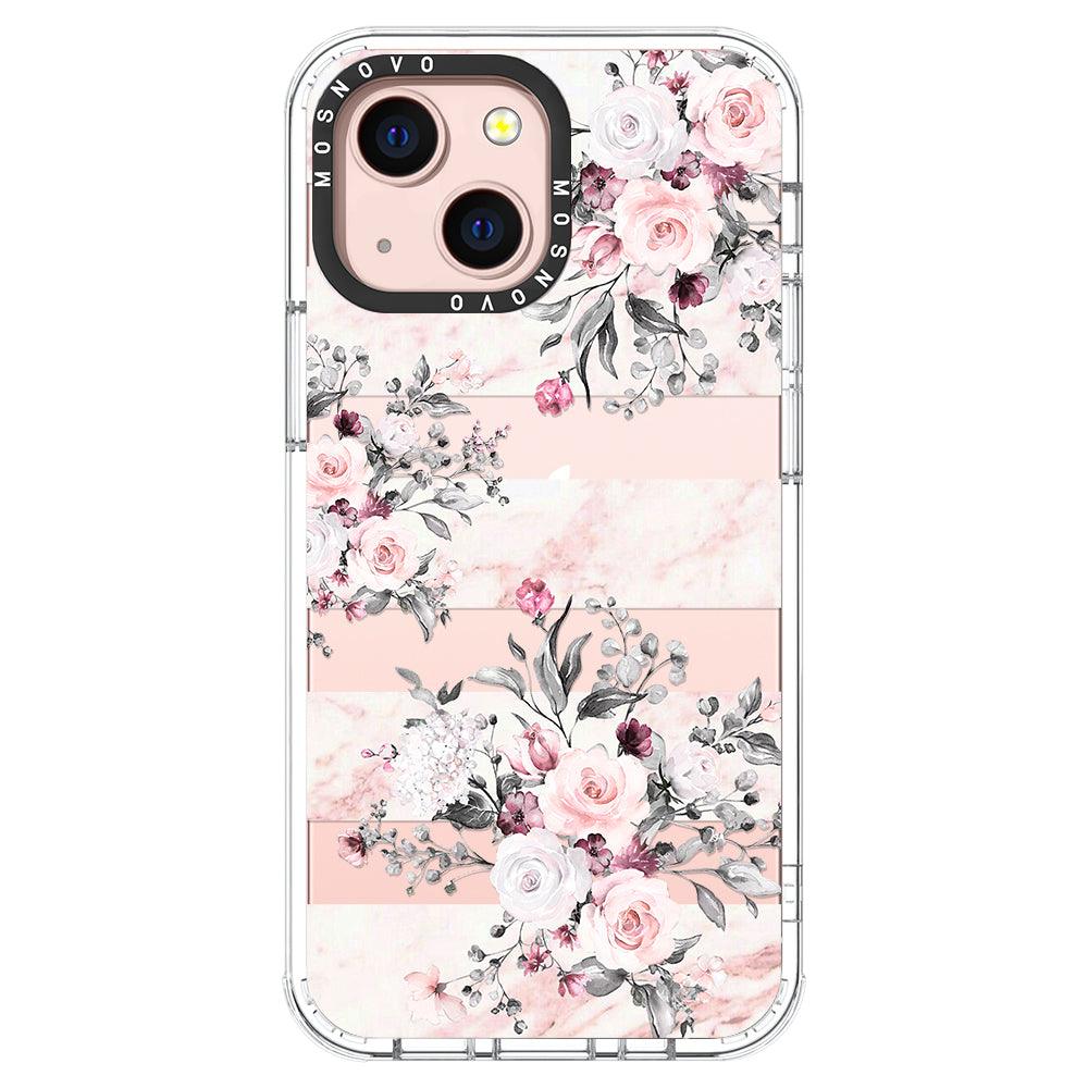 Pink Flower Marble Phone Case - iPhone 13 Mini Case