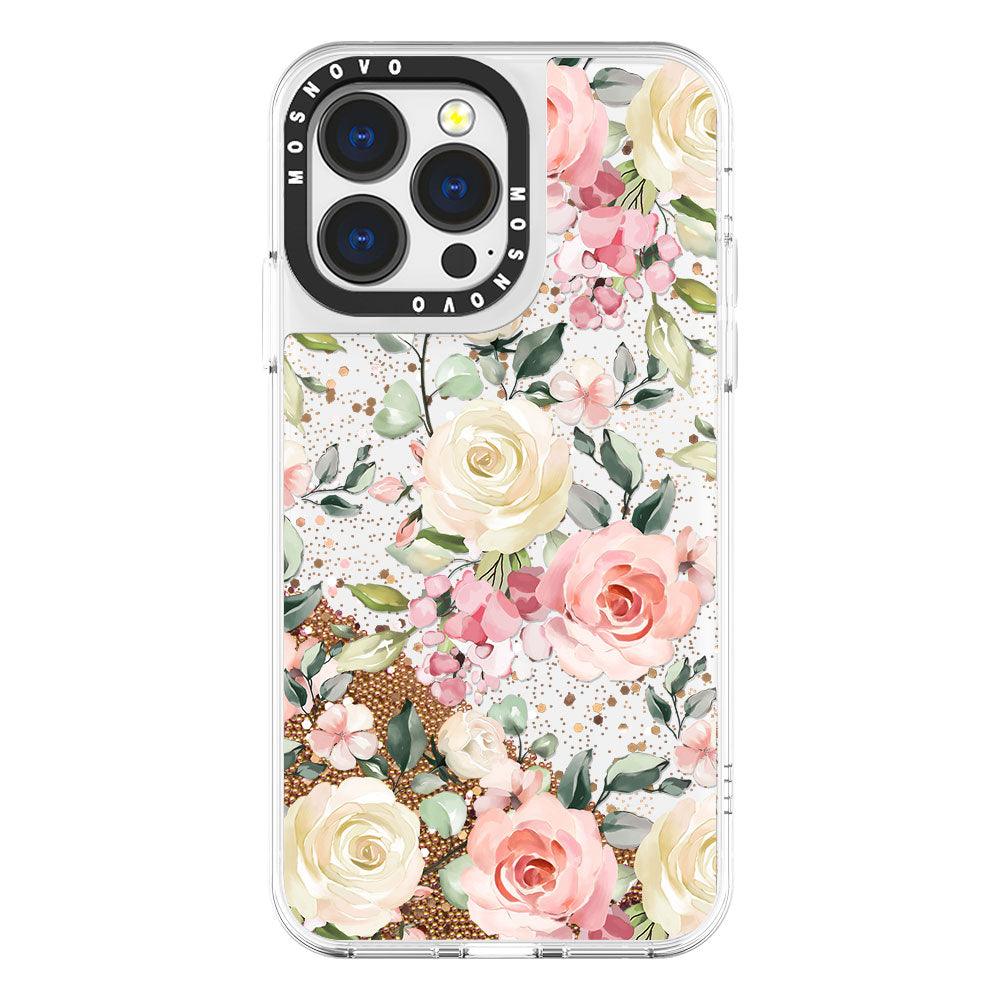 Watercolor Flower Floral Glitter Phone Case - iPhone 13 Pro Case