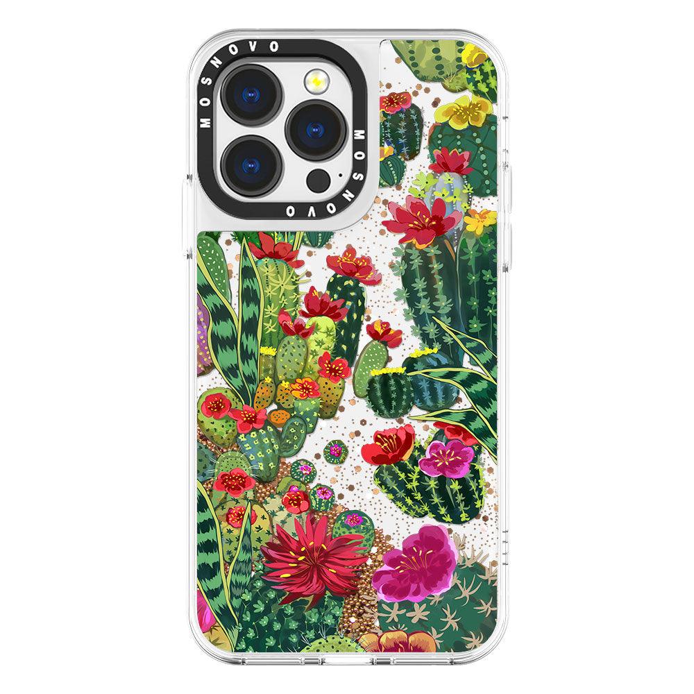 Cactus Botany Glitter Phone Case - iPhone 13 Pro Case