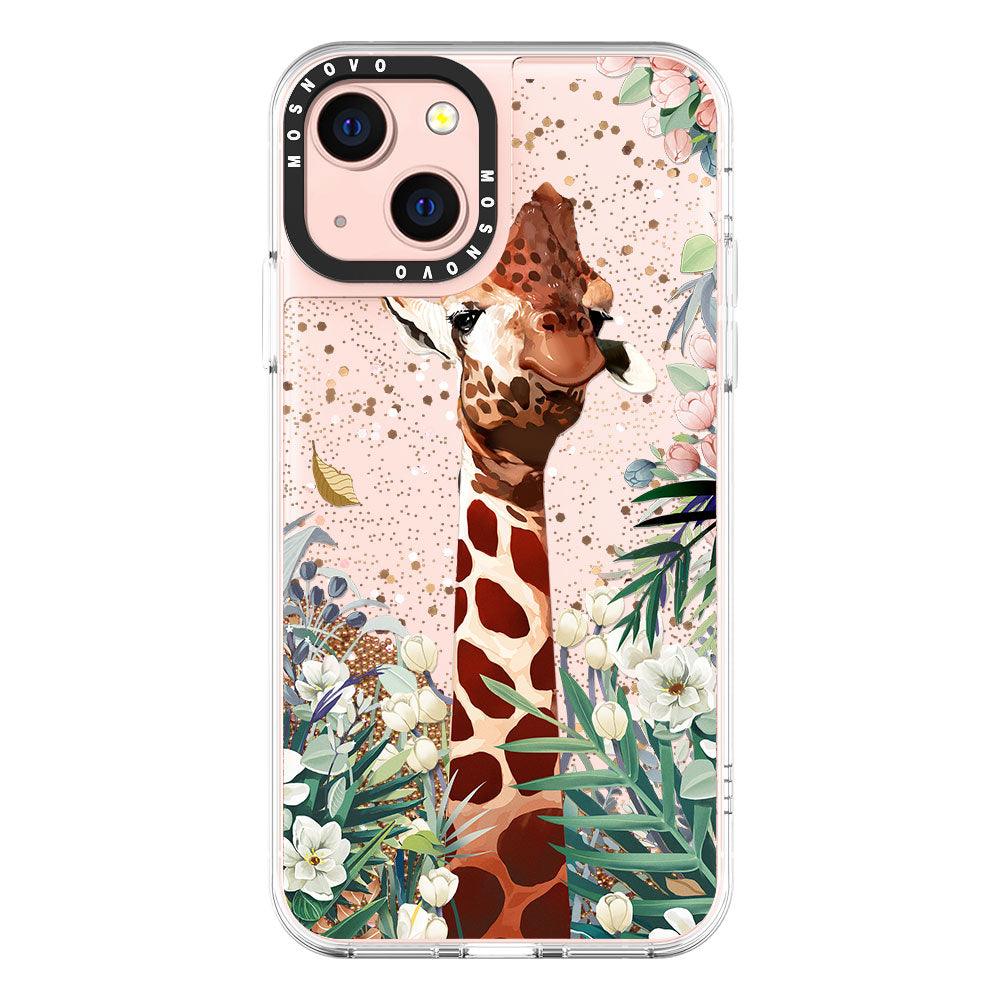 Giraffe In The Garden Glitter Phone Case - iPhone 13 Case