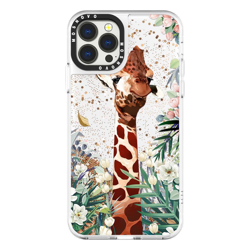 Giraffe In The Garden Glitter Phone Case - iPhone 13 Pro Max Case