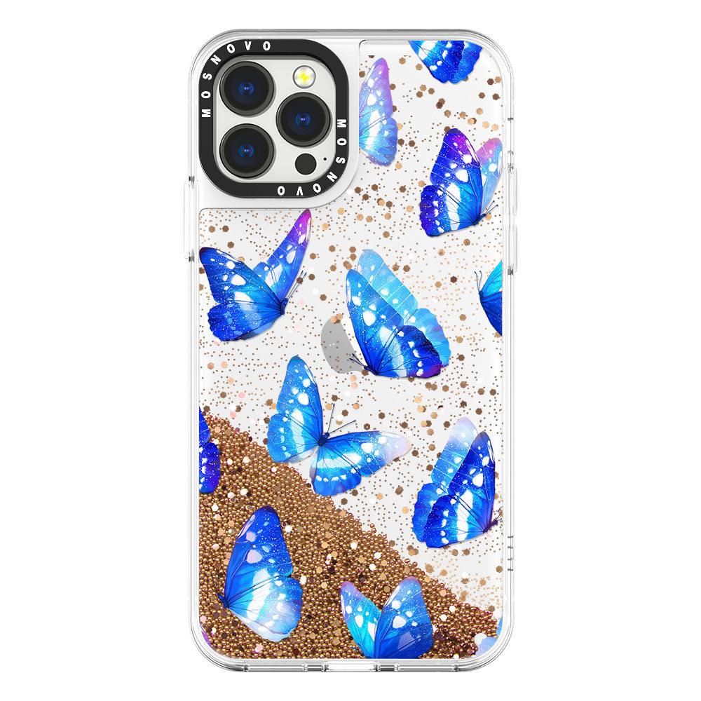 Stunning Blue Butterflies Glitter Phone Case - iPhone 13 Pro Max Case