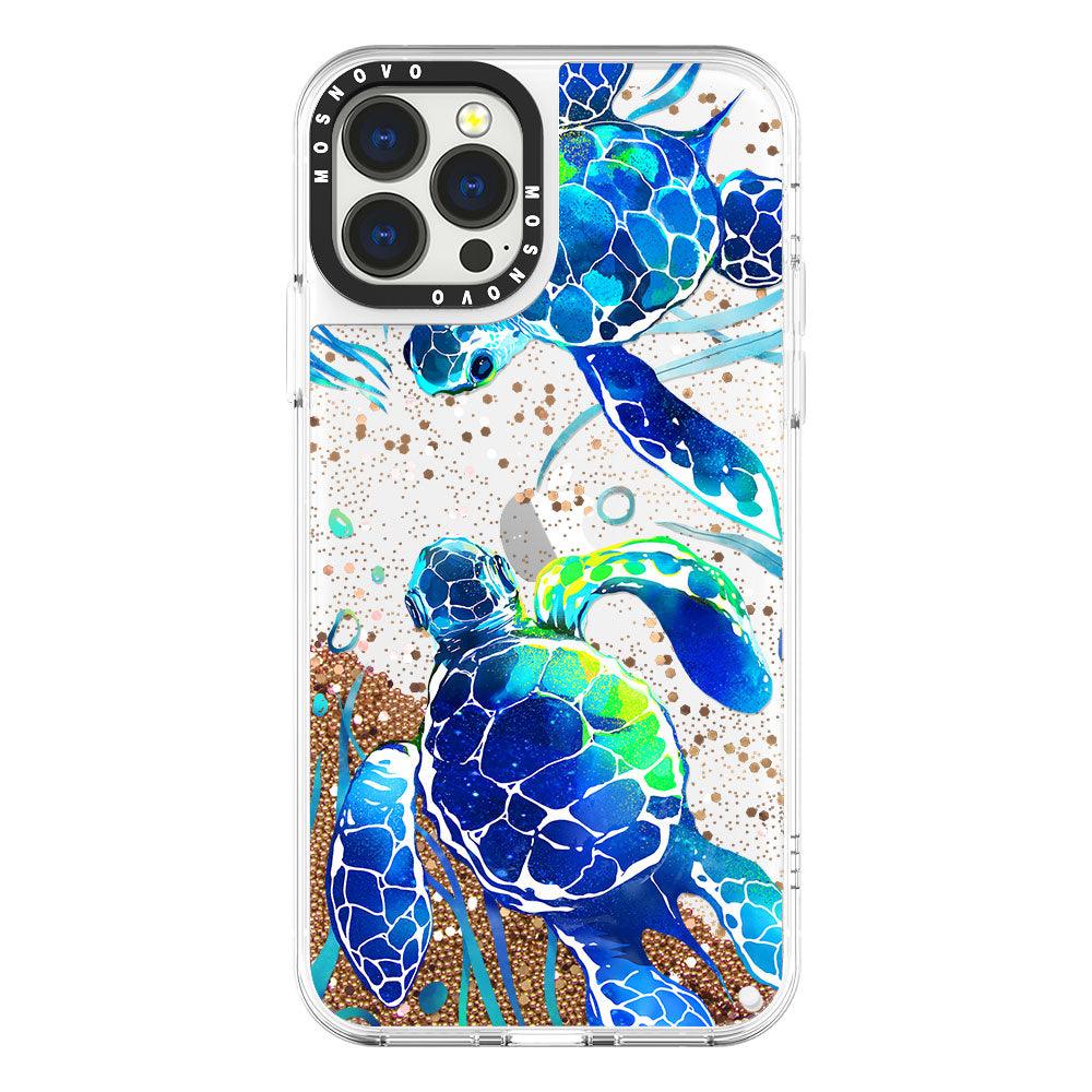 Blue Sea Turtle Glitter Phone Case - iPhone 13 Pro Max Case