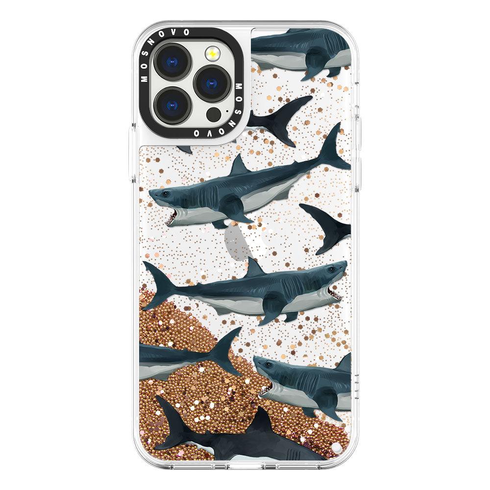 White Shark Glitter Phone Case - iPhone 13 Pro Max Case