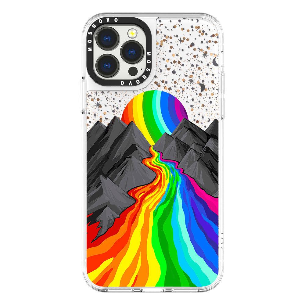 Rainbow Landscape Glitter Phone Case - iPhone 13 Pro Max Case