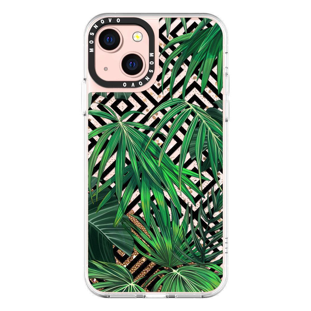 Areca Palm Pattern Glitter Phone Case - iPhone 13 Case