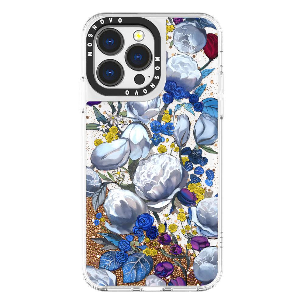 Purple Blue Floral Glitter Phone Case - iPhone 13 Pro Case