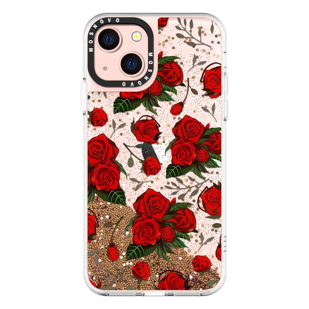 Simply Red Roses Glitter Phone Case - iPhone 13 Case