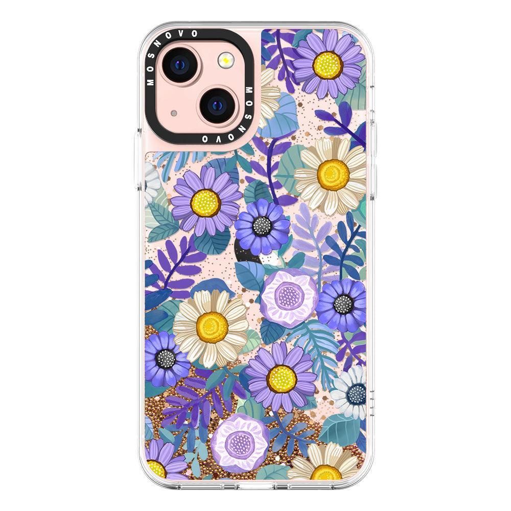 Purple Floral Glitter Phone Case - iPhone 13 Case