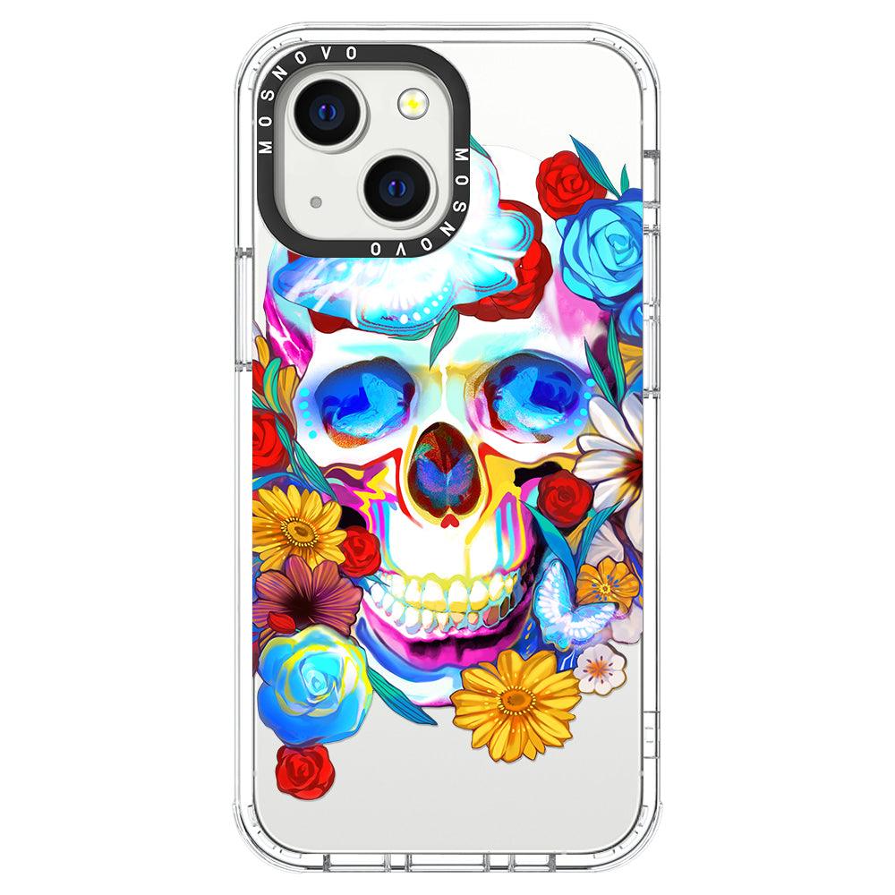 Sugar Flower Skull Phone Case - iPhone 13 Mini Case