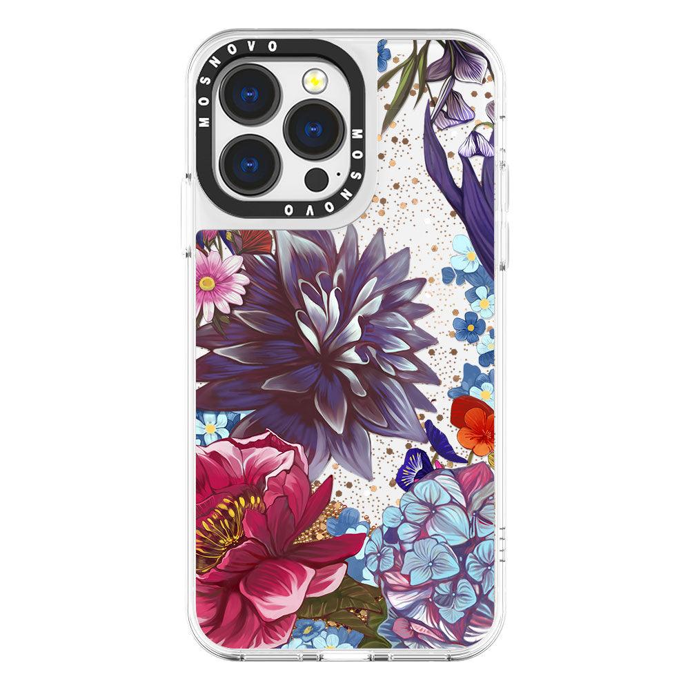 Blue Lilacs Glitter Phone Case - iPhone 13 Pro Case