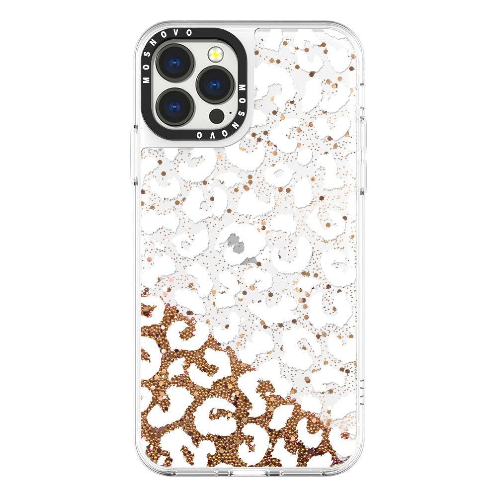 White Leopard Glitter Phone Case - iPhone 13 Pro Max Case