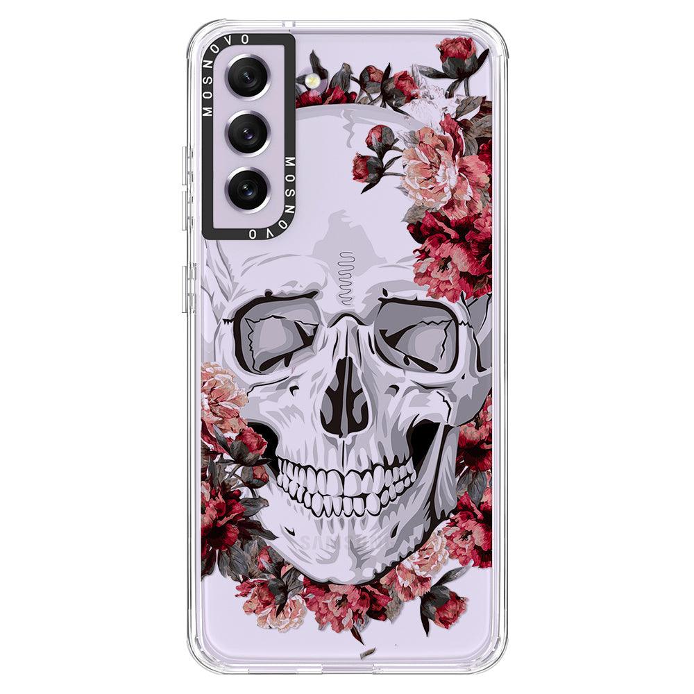 Red Flower Skull Phone Case - Samsung Galaxy S21 FE Case