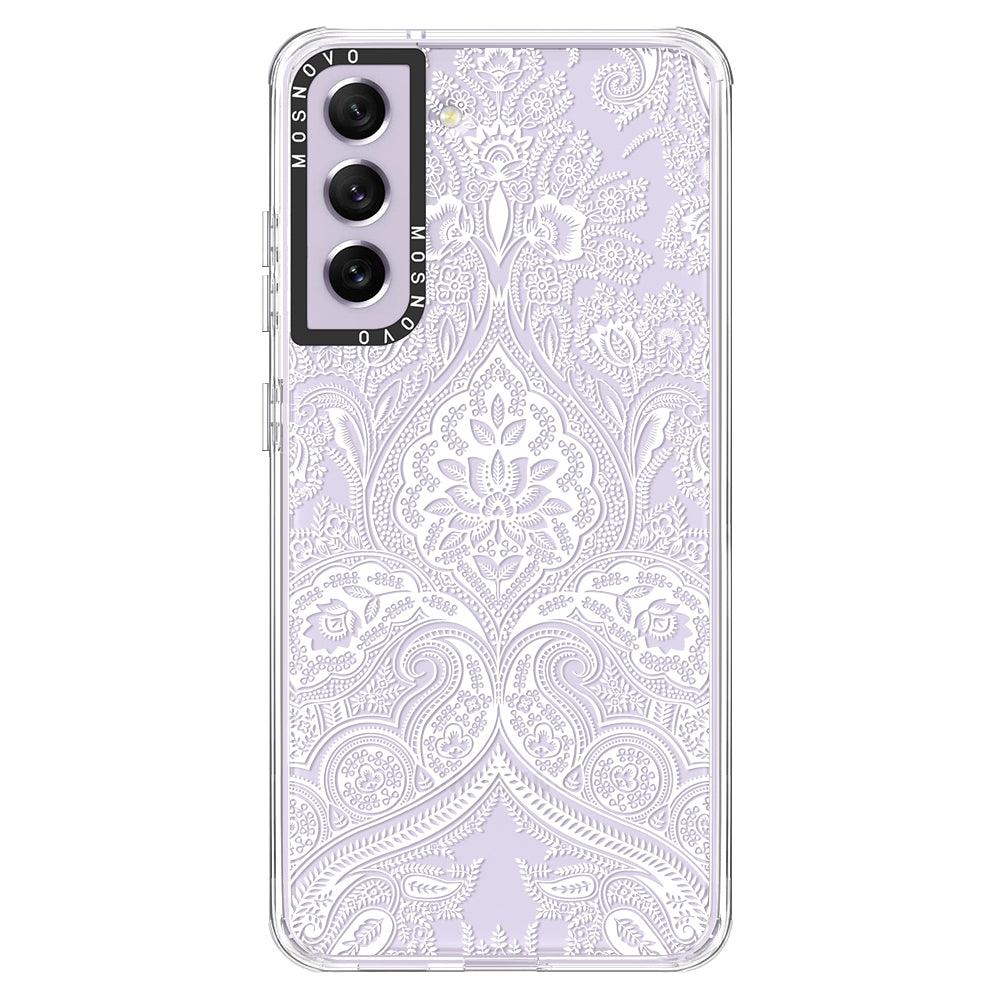 White Damask Phone Case - Samsung Galaxy S21 FE Case