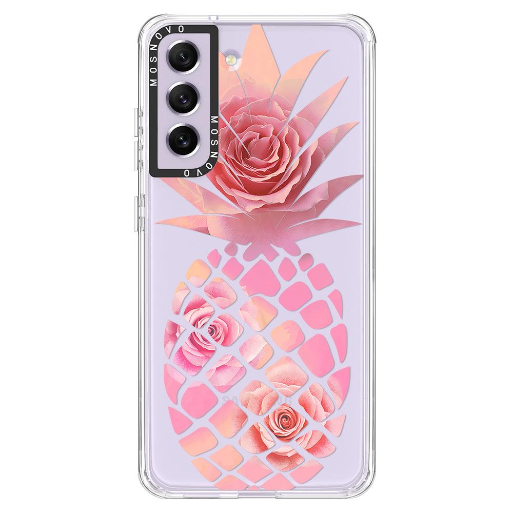 Pink Floral Pineapple Phone Case - Samsung Galaxy S21 FE Case