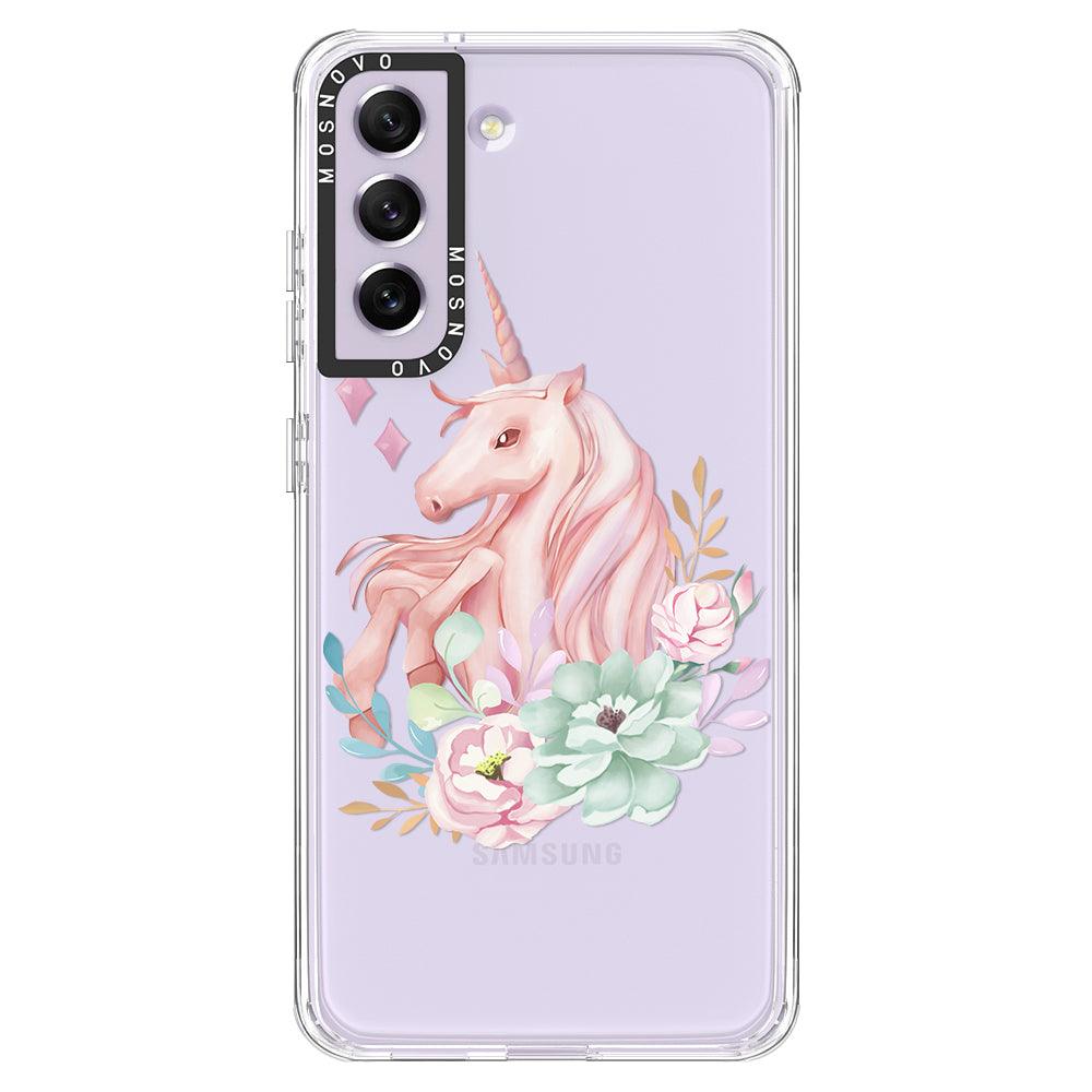 Pastel Flower Unicorn Phone Case - Samsung Galaxy S21 FE Case